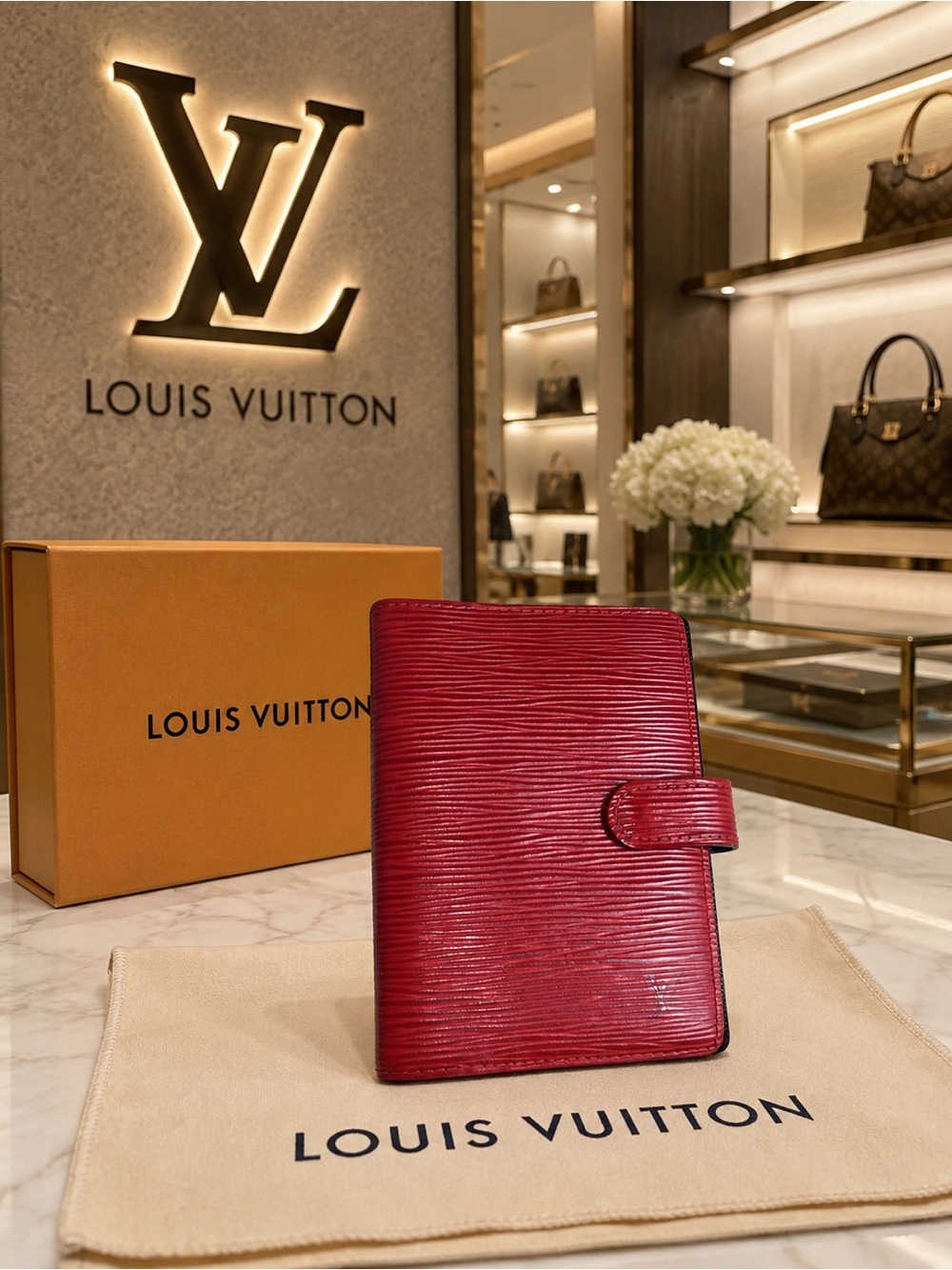 Louis Vuitton Red Epi Leather Agenda PM vintage 1998